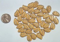 40 14mm Matte Topaz Leaf with Gold